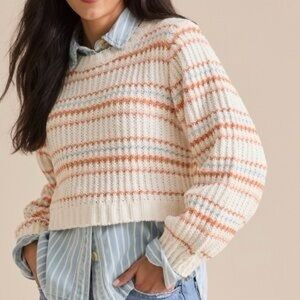 Altar'd State Cream and Orange Striped Sweater